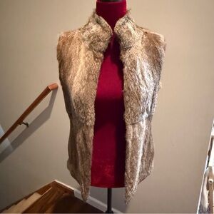 Michael Kors Brown Fur Vest with Stand-Up Collar